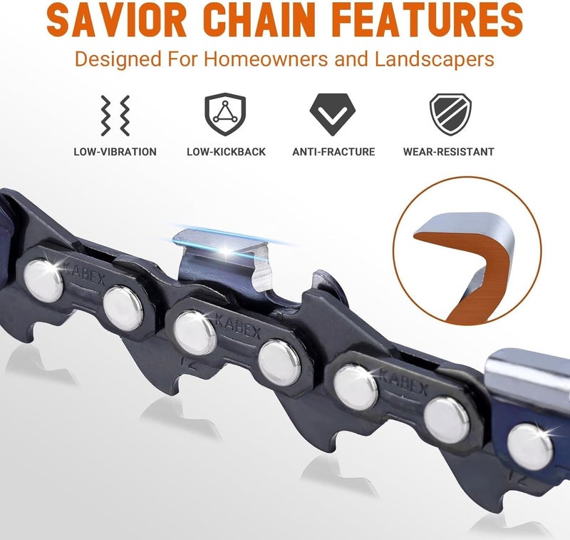 Savior 3Pack 20 Inch Chainsaw Chain 3/8" Pitch .050" Gauge 70 Drive Links Fits Poulan Pro PR5020 PP5020AV Echo CS-590 CS-600 Homelite McCulloch Replacement 72LPX70CQ, 577180501 D70 E70 Chain Saw Chain - Image 3